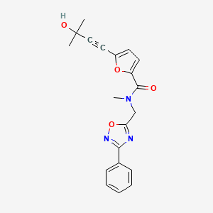 molecular formula C20H19N3O4 B4010335 5-(3-hydroxy-3-methylbut-1-yn-1-yl)-N-methyl-N-[(3-phenyl-1,2,4-oxadiazol-5-yl)methyl]-2-furamide 