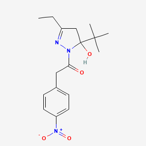 molecular formula C17H23N3O4 B4010348 5-tert-butyl-3-ethyl-1-[(4-nitrophenyl)acetyl]-4,5-dihydro-1H-pyrazol-5-ol 