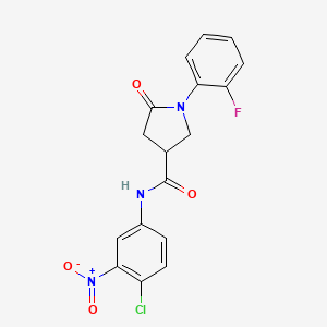 molecular formula C17H13ClFN3O4 B4010373 N-(4-chloro-3-nitrophenyl)-1-(2-fluorophenyl)-5-oxo-3-pyrrolidinecarboxamide 