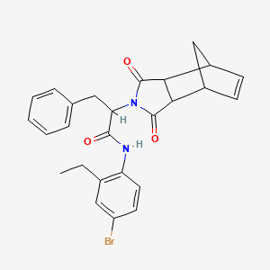 N-(4-bromo-2-ethylphenyl)-2-(3,5-dioxo-4-azatricyclo[5.2.1.0~2,6~]dec-8-en-4-yl)-3-phenylpropanamide