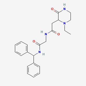 molecular formula C23H28N4O3 B4010390 N-{2-[(diphenylmethyl)amino]-2-oxoethyl}-2-(1-ethyl-3-oxopiperazin-2-yl)acetamide 