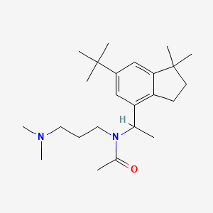 molecular formula C24H40N2O B4010412 N-[1-(6-tert-butyl-1,1-dimethyl-2,3-dihydro-1H-inden-4-yl)ethyl]-N-[3-(dimethylamino)propyl]acetamide 