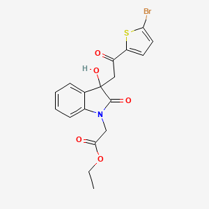 molecular formula C18H16BrNO5S B4010415 ethyl {3-[2-(5-bromo-2-thienyl)-2-oxoethyl]-3-hydroxy-2-oxo-2,3-dihydro-1H-indol-1-yl}acetate 