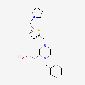 molecular formula C23H39N3OS B4010425 2-(1-(cyclohexylmethyl)-4-{[5-(1-pyrrolidinylmethyl)-2-thienyl]methyl}-2-piperazinyl)ethanol 