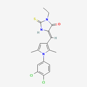 molecular formula C18H17Cl2N3OS B4010451 5-{[1-(3,4-dichlorophenyl)-2,5-dimethyl-1H-pyrrol-3-yl]methylene}-3-ethyl-2-thioxo-4-imidazolidinone 