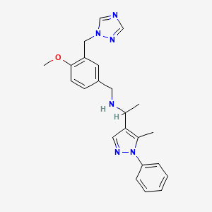 molecular formula C23H26N6O B4010453 N-[4-methoxy-3-(1H-1,2,4-triazol-1-ylmethyl)benzyl]-1-(5-methyl-1-phenyl-1H-pyrazol-4-yl)ethanamine 