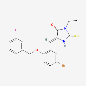 molecular formula C19H16BrFN2O2S B4010464 5-{5-bromo-2-[(3-fluorobenzyl)oxy]benzylidene}-3-ethyl-2-thioxo-4-imidazolidinone 