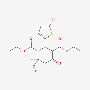 molecular formula C17H21BrO6S B4010469 diethyl 2-(5-bromo-2-thienyl)-4-hydroxy-4-methyl-6-oxo-1,3-cyclohexanedicarboxylate 