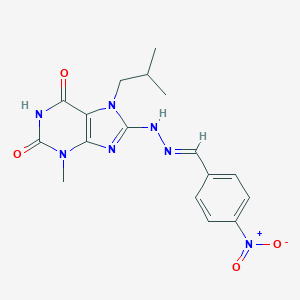 molecular formula C17H19N7O4 B401047 4-nitrobenzaldehyde (7-isobutyl-3-methyl-2,6-dioxo-2,3,6,7-tetrahydro-1H-purin-8-yl)hydrazone 