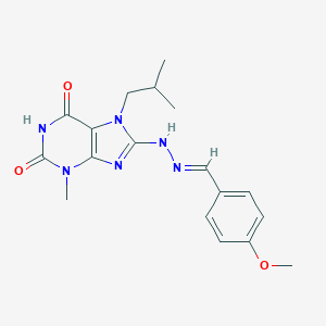 (E)-7-isobutyl-8-(2-(4-methoxybenzylidene)hydrazinyl)-3-methyl-1H-purine-2,6(3H,7H)-dione