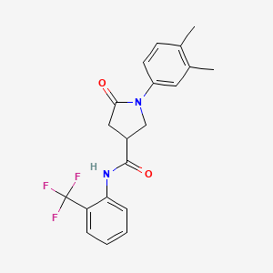 molecular formula C20H19F3N2O2 B4010502 1-(3,4-dimethylphenyl)-5-oxo-N-[2-(trifluoromethyl)phenyl]-3-pyrrolidinecarboxamide 