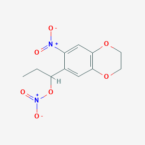 molecular formula C11H12N2O7 B4010512 1-(7-nitro-2,3-dihydro-1,4-benzodioxin-6-yl)propyl nitrate 
