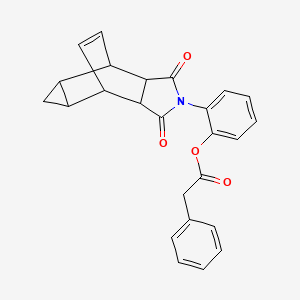 molecular formula C25H21NO4 B4010531 2-(3,5-dioxo-4-azatetracyclo[5.3.2.0~2,6~.0~8,10~]dodec-11-en-4-yl)phenyl phenylacetate 