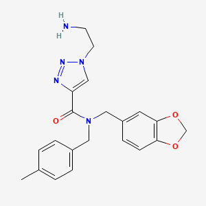 molecular formula C21H23N5O3 B4010540 1-(2-aminoethyl)-N-(1,3-benzodioxol-5-ylmethyl)-N-(4-methylbenzyl)-1H-1,2,3-triazole-4-carboxamide hydrochloride 