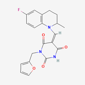 molecular formula C20H18FN3O4 B4010547 5-[(6-fluoro-2-methyl-3,4-dihydro-1(2H)-quinolinyl)methylene]-1-(2-furylmethyl)-2,4,6(1H,3H,5H)-pyrimidinetrione 