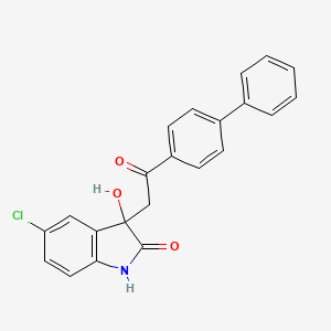 molecular formula C22H16ClNO3 B4010566 3-[2-(4-biphenylyl)-2-oxoethyl]-5-chloro-3-hydroxy-1,3-dihydro-2H-indol-2-one 