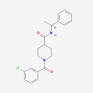 molecular formula C21H23ClN2O2 B4010571 1-(3-chlorobenzoyl)-N-(1-phenylethyl)-4-piperidinecarboxamide 