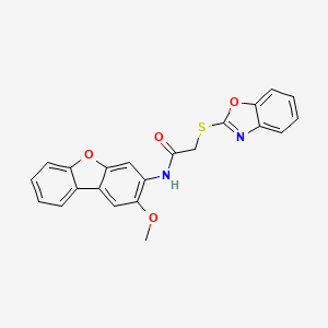 molecular formula C22H16N2O4S B4010594 2-(1,3-benzoxazol-2-ylthio)-N-(2-methoxydibenzo[b,d]furan-3-yl)acetamide 