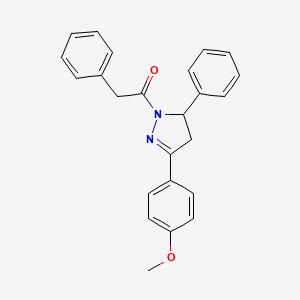 molecular formula C24H22N2O2 B4010604 3-(4-methoxyphenyl)-5-phenyl-1-(phenylacetyl)-4,5-dihydro-1H-pyrazole 