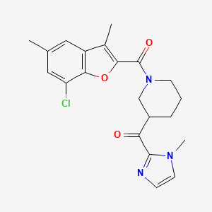 molecular formula C21H22ClN3O3 B4010634 {1-[(7-chloro-3,5-dimethyl-1-benzofuran-2-yl)carbonyl]-3-piperidinyl}(1-methyl-1H-imidazol-2-yl)methanone 