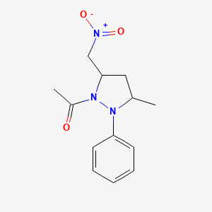 molecular formula C13H17N3O3 B4010641 1-acetyl-3-methyl-5-(nitromethyl)-2-phenylpyrazolidine 