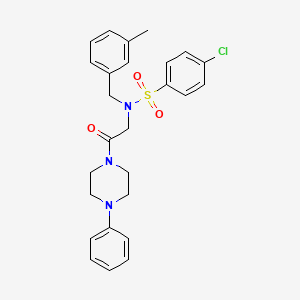 molecular formula C26H28ClN3O3S B4010654 4-chloro-N-(3-methylbenzyl)-N-[2-oxo-2-(4-phenyl-1-piperazinyl)ethyl]benzenesulfonamide 