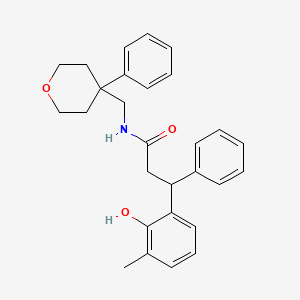 3-(2-hydroxy-3-methylphenyl)-3-phenyl-N-[(4-phenyltetrahydro-2H-pyran-4-yl)methyl]propanamide