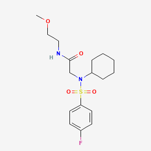 molecular formula C17H25FN2O4S B4010710 N~2~-cyclohexyl-N~2~-[(4-fluorophenyl)sulfonyl]-N~1~-(2-methoxyethyl)glycinamide 