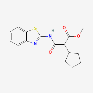 molecular formula C16H18N2O3S B4010783 methyl 3-(1,3-benzothiazol-2-ylamino)-2-cyclopentyl-3-oxopropanoate 