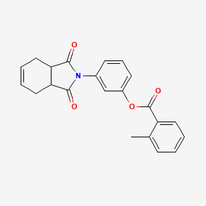 molecular formula C22H19NO4 B4010824 3-(1,3-dioxo-1,3,3a,4,7,7a-hexahydro-2H-isoindol-2-yl)phenyl 2-methylbenzoate 