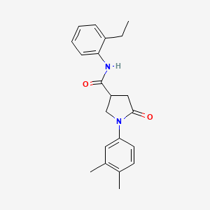 molecular formula C21H24N2O2 B4010830 1-(3,4-dimethylphenyl)-N-(2-ethylphenyl)-5-oxo-3-pyrrolidinecarboxamide 