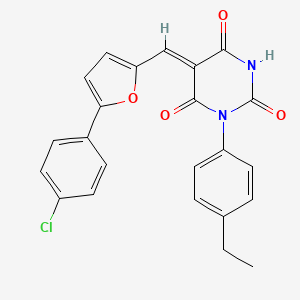 molecular formula C23H17ClN2O4 B4010868 5-{[5-(4-chlorophenyl)-2-furyl]methylene}-1-(4-ethylphenyl)-2,4,6(1H,3H,5H)-pyrimidinetrione 