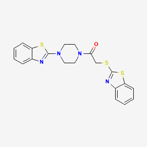 molecular formula C20H18N4OS3 B4010952 2-({2-[4-(1,3-benzothiazol-2-yl)-1-piperazinyl]-2-oxoethyl}thio)-1,3-benzothiazole 