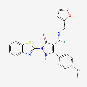 molecular formula C23H18N4O3S B4010990 2-(1,3-benzothiazol-2-yl)-4-{[(2-furylmethyl)amino]methylene}-5-(4-methoxyphenyl)-2,4-dihydro-3H-pyrazol-3-one 