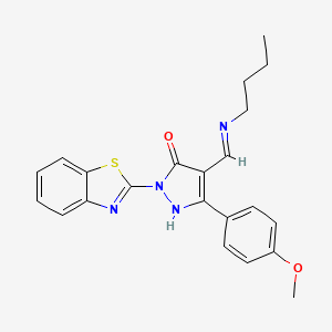 molecular formula C22H22N4O2S B4010998 2-(1,3-benzothiazol-2-yl)-4-[(butylamino)methylene]-5-(4-methoxyphenyl)-2,4-dihydro-3H-pyrazol-3-one 