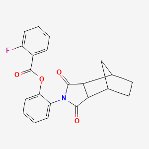 molecular formula C22H18FNO4 B4011106 2-(3,5-dioxo-4-azatricyclo[5.2.1.0~2,6~]dec-4-yl)phenyl 2-fluorobenzoate 