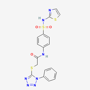 molecular formula C18H15N7O3S3 B4011129 2-[(1-phenyl-1H-tetrazol-5-yl)thio]-N-{4-[(1,3-thiazol-2-ylamino)sulfonyl]phenyl}acetamide 