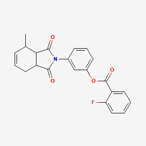 molecular formula C22H18FNO4 B4011152 3-(4-methyl-1,3-dioxo-1,3,3a,4,7,7a-hexahydro-2H-isoindol-2-yl)phenyl 2-fluorobenzoate 