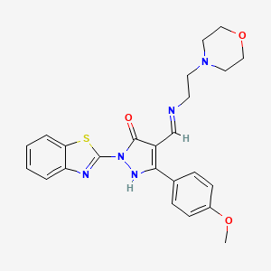 molecular formula C24H25N5O3S B4011160 2-(1,3-benzothiazol-2-yl)-5-(4-methoxyphenyl)-4-({[2-(4-morpholinyl)ethyl]amino}methylene)-2,4-dihydro-3H-pyrazol-3-one 