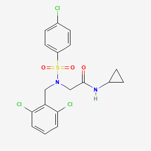 molecular formula C18H17Cl3N2O3S B4011172 N~2~-[(4-chlorophenyl)sulfonyl]-N~1~-cyclopropyl-N~2~-(2,6-dichlorobenzyl)glycinamide 