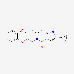 molecular formula C19H23N3O3 B4011173 3-cyclopropyl-N-(2,3-dihydro-1,4-benzodioxin-2-ylmethyl)-N-isopropyl-1H-pyrazole-5-carboxamide 