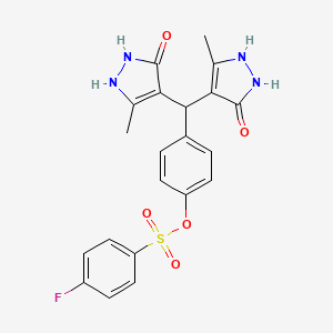 molecular formula C21H19FN4O5S B4011184 4-[bis(5-hydroxy-3-methyl-1H-pyrazol-4-yl)methyl]phenyl 4-fluorobenzenesulfonate 