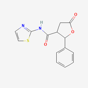 molecular formula C14H12N2O3S B4011188 5-oxo-2-phenyl-N-1,3-thiazol-2-yltetrahydro-3-furancarboxamide 