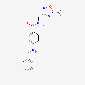 molecular formula C22H26N4O2 B4011196 N-[(5-isopropyl-1,2,4-oxadiazol-3-yl)methyl]-N-methyl-4-[(4-methylbenzyl)amino]benzamide 