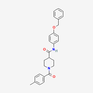 molecular formula C27H28N2O3 B4011223 N-[4-(benzyloxy)phenyl]-1-(4-methylbenzoyl)-4-piperidinecarboxamide 