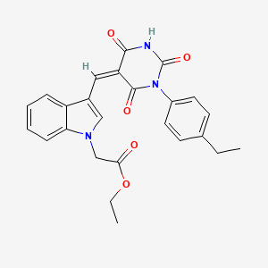 molecular formula C25H23N3O5 B4011250 ethyl (3-{[1-(4-ethylphenyl)-2,4,6-trioxotetrahydro-5(2H)-pyrimidinylidene]methyl}-1H-indol-1-yl)acetate 