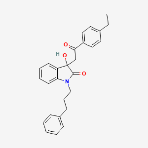 molecular formula C27H27NO3 B4011312 3-[2-(4-ethylphenyl)-2-oxoethyl]-3-hydroxy-1-(3-phenylpropyl)-1,3-dihydro-2H-indol-2-one 