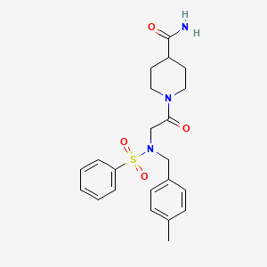 molecular formula C22H27N3O4S B4011317 1-[N-(4-methylbenzyl)-N-(phenylsulfonyl)glycyl]-4-piperidinecarboxamide 