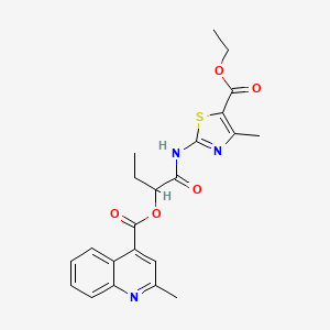 molecular formula C22H23N3O5S B4011390 1-({[5-(ethoxycarbonyl)-4-methyl-1,3-thiazol-2-yl]amino}carbonyl)propyl 2-methyl-4-quinolinecarboxylate 