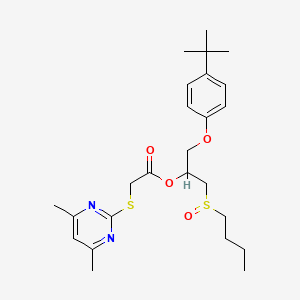 molecular formula C25H36N2O4S2 B4011393 2-(4-tert-butylphenoxy)-1-[(butylsulfinyl)methyl]ethyl [(4,6-dimethyl-2-pyrimidinyl)thio]acetate 